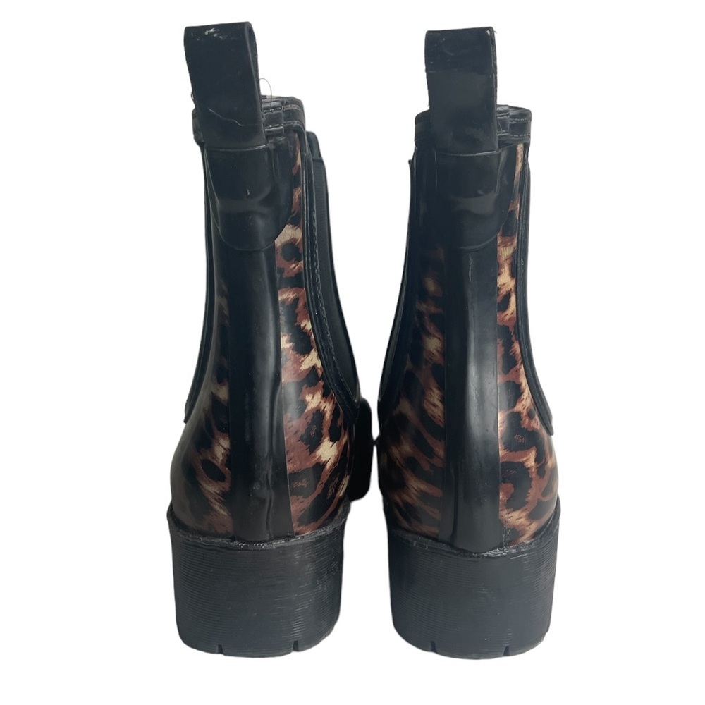 Jeffery Campbell Boots Womens 7 Black‎ Brown Leopard Platform Chelsea Rain Lug - Picture 6 of 9